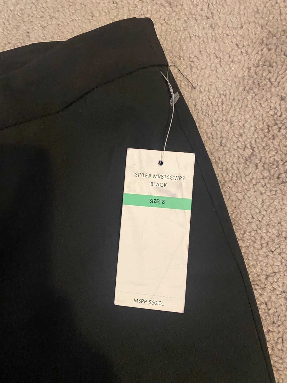 Classic Black Pants with Clean Seam Detailing. Silver grommets around bottom. - Picture 2 of 5